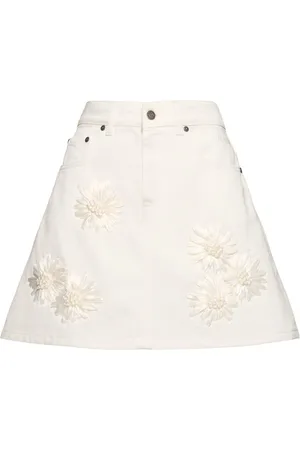 Msgm Embroidered Denim Mini Skirt
