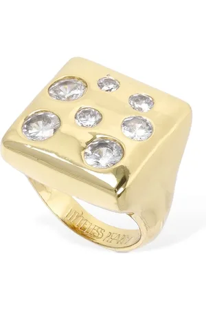 Timeless Pearly Square Crystal Thick Ring