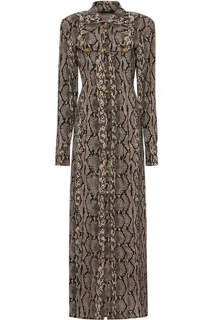 Balmain Python Print Satin Long Dress