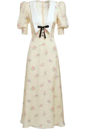 Alessandra Rich Printed Silk Jacquard Midi Dress