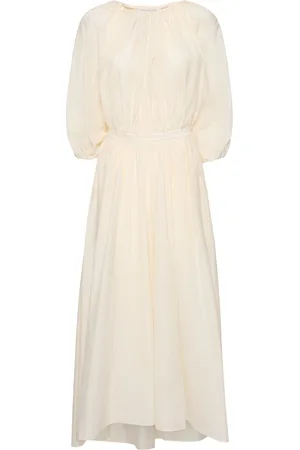 Serafini Draped Cotton Blend Midi Dress