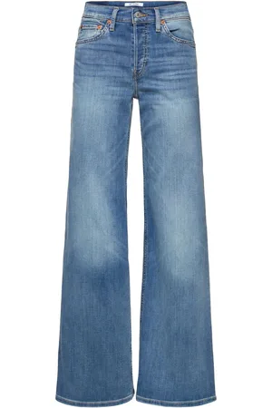 RE/DONE Mid Rise Cotton Blend Wide Leg Jeans