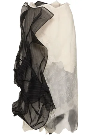 YOHJI YAMAMOTO Layered Cotton & Silk Midi Skirt