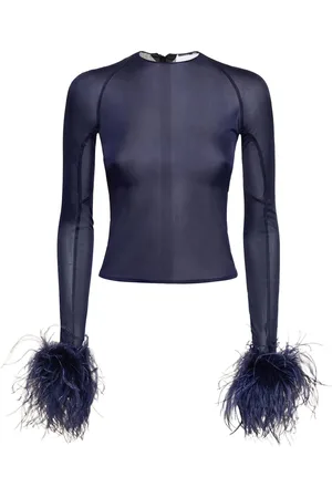 16Arlington Alero Jersey Crop Top W/ Feathers