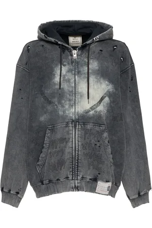 MIHARA YASUHIRO Bleached Zipped Hooded Casual Jacket
