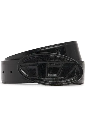 Diesel 1-bdr Oval-d Eel Print Leather Belt