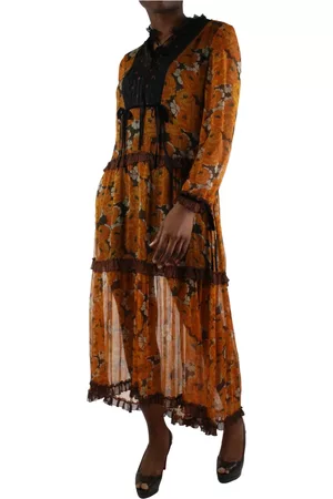 Coach Dame Vintagekjoler - Orange silk floral dress