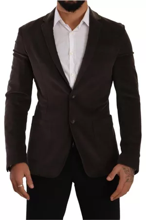 Dolce & Gabbana Herre Blazere - Brown Velvet Slim Fit Coat DG Blazer