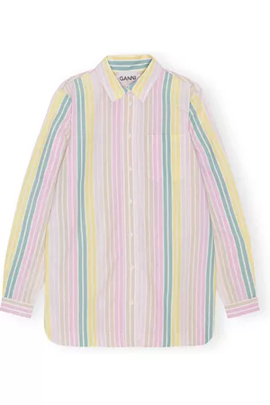 Ganni Dame Skjorter - Multicolour 999 Stripe Cotton Shirt Skjorte