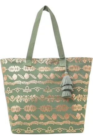 Accessorize Dame Skuldervesker - Khaki Foil Print Beach Tot Acc Bags Bags Day