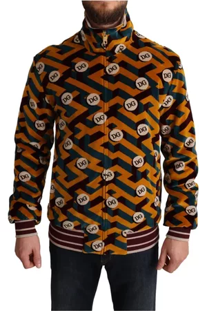 Dolce & Gabbana Herre Semsket jakker - Multicolor Velvet DG Logo Mens Sweater Jacket