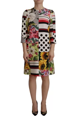 Dolce & Gabbana Dame Bodycon kjoler - Multicolor Charmeuse Floral Sheath Jaquard Pachwork Dress