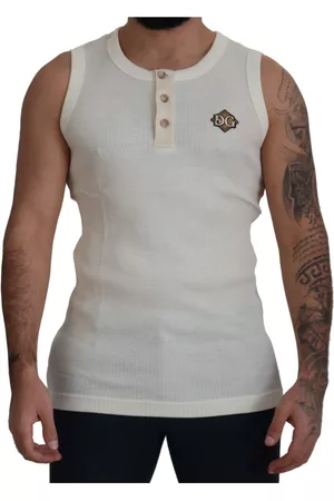 Dolce & Gabbana Herre Singleter - Off White Wool Tank Top Sleeveless T-shirt