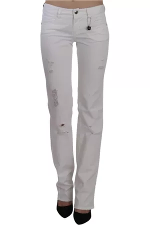 Costume National Dame Straight - White Cotton Slim Fit Straight Jeans Pants