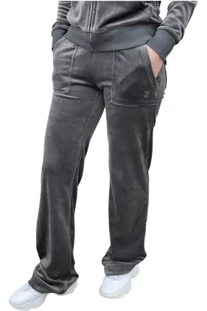 Juicy Couture Dame Velour bukser - Koksgrå Del Ray Classic Velour Pant Pocket Bukse
