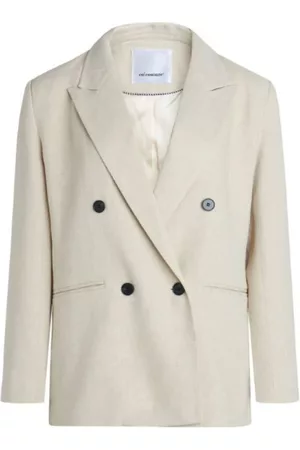 Co`Couture Dame Oversize blazere - Sand Linen Oversize Blazer Blazere