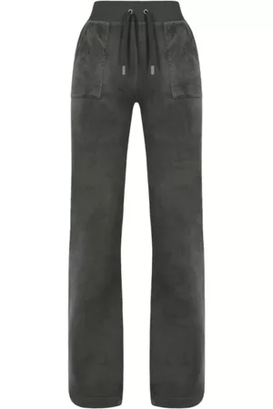 Juicy Couture Dame Velour bukser - Koksgrå Raven Black Del Ray Classic Velour Pant Pocket Bukser