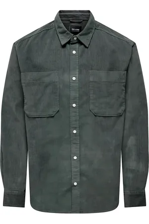 Only & Sons Herre, Skjorter, Grå, 2XL