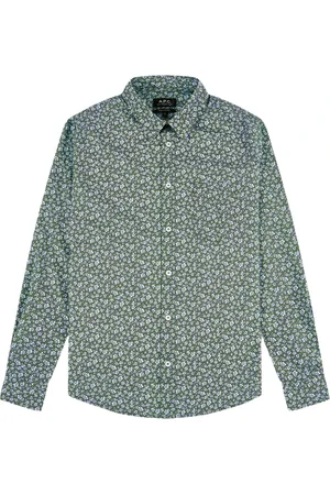 A.P.C. Herre, Skjorter, Grønn, XL