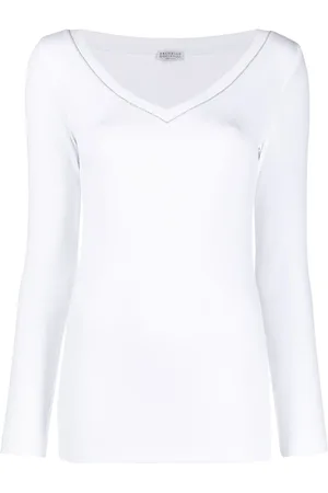 Brunello Cucinelli Dame, Topper, Hvit, L