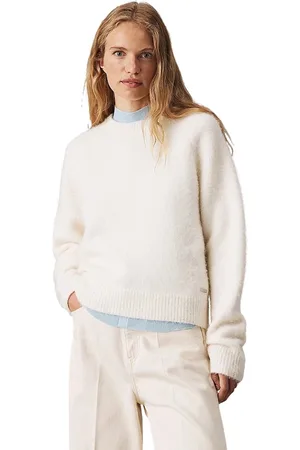 Calvin Klein Dame, Strikkevarer, Hvit, XS