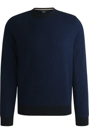 HUGO BOSS Herre, Strikkevarer, Blå, XL