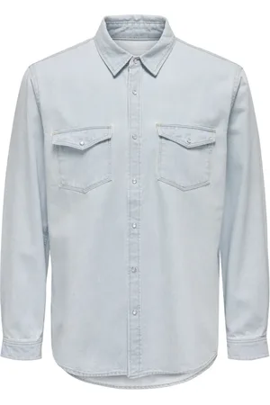 Only & Sons Herre, Skjorter, Blå, M