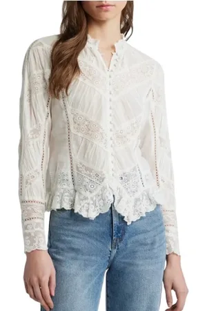 LOVESHACKFANCY Dame, Bluser & Skjorter, Hvit, L