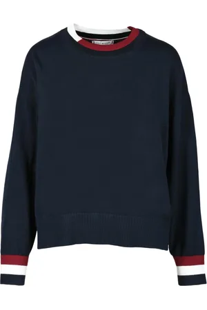 Tommy Hilfiger Dame, Strikkevarer, Blå, XL