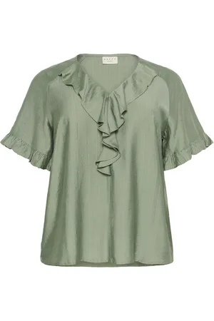 Kaffe Dame, Bluser & Skjorter, Grønn, 6XL