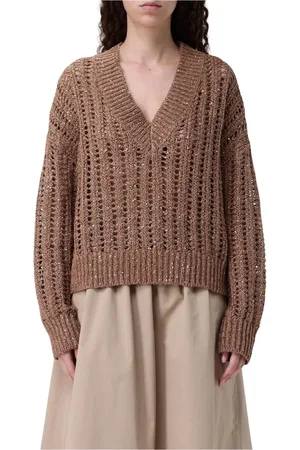 Brunello Cucinelli Dame, Strikkevarer, Brun, S
