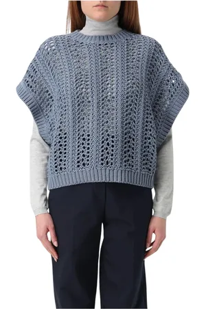 Brunello Cucinelli Dame, Strikkevarer, Blå, S