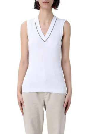 Brunello Cucinelli Dame, Topper, Hvit, XS