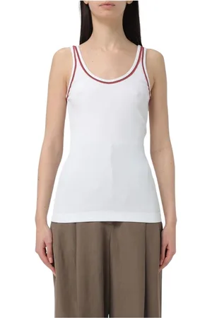 Brunello Cucinelli Dame, Topper, Hvit, L