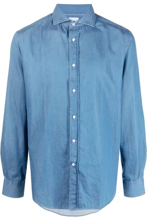 Brunello Cucinelli Herre, Skjorter, Blå, L