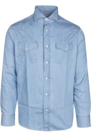 Brunello Cucinelli Herre, Skjorter, Blå, XL