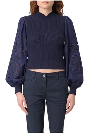 Twin-Set Dame, Strikkevarer, Blå, XS
