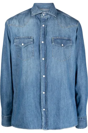 Brunello Cucinelli Herre, Skjorter, Blå, XL