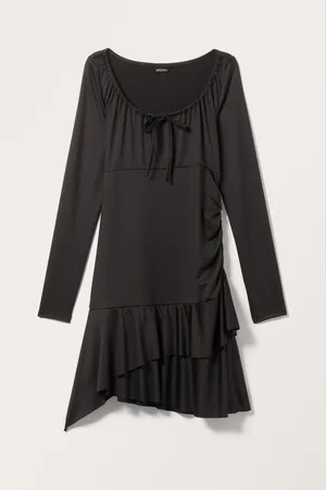 Monki Long sleeved asymmetric frill dress