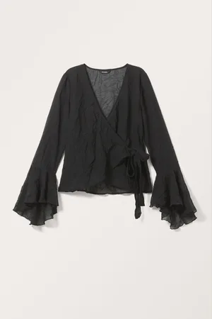 Monki Sheer Wrap Blouse