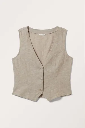 Monki Buttoned Linen Blend Vest