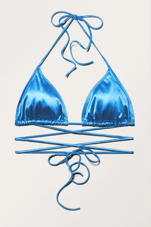 Monki Strappy Metallic Bikini Top