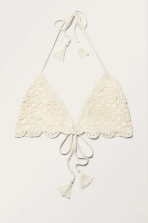 Monki Crochet Cotton Triangle Bikini Top