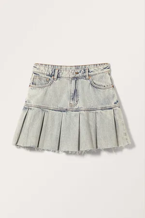 Monki Pleated Mini Denim Skirt