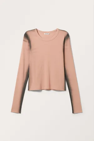 Monki Ribbed Contrasting Long Sleeve Top