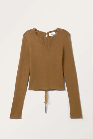 Monki Knitted Long Sleeve Tie Sweater