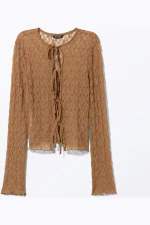 Monki Sheer Lace Tie Cardigan