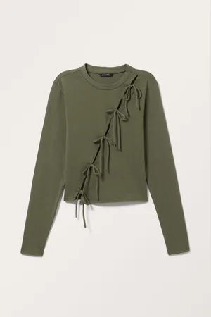 Monki Long Sleeve Tie Top