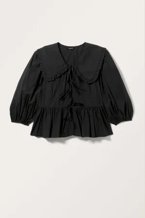 Monki Peplum Poplin Cotton Blouse