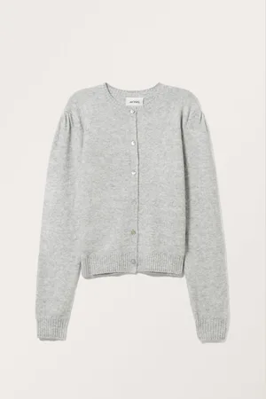 Monki Knitted Puffy Sleeve Cardigan